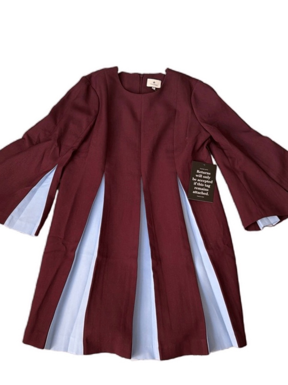 Tuckernuck Burgundy Dress with Light Blue Pleated Panels